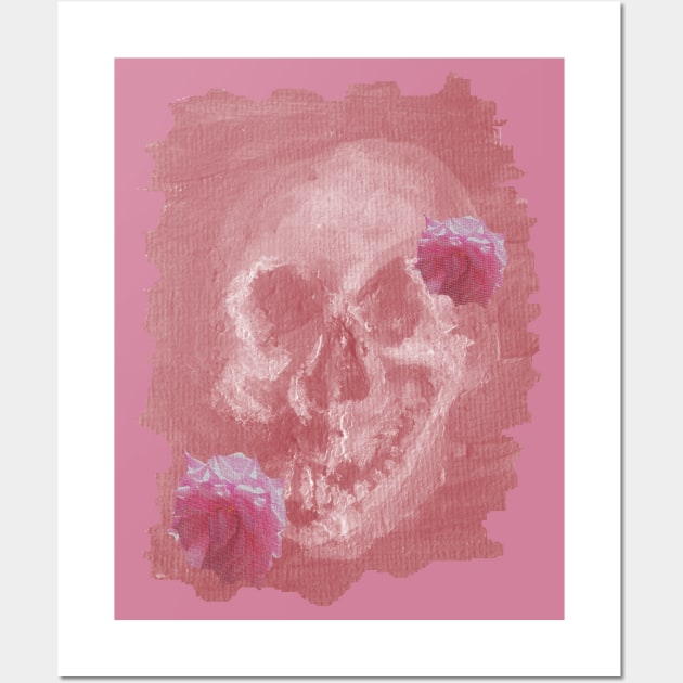 Dusty Rose Skull Wall Art by HutzcraftDesigns